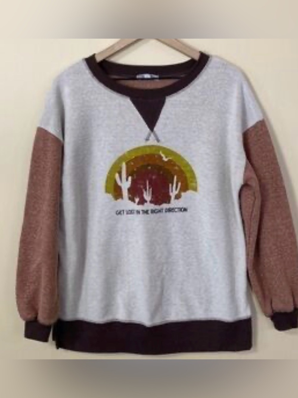 Large Taylor sage boho indie college oversized sweater sweatshirt